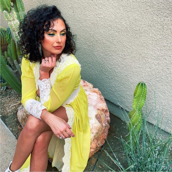 HAH Hot As Hell Lime Dust Her Long Sleeve Boho Duster Robe - Picture 3 of 13